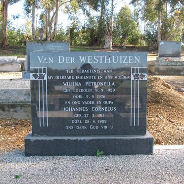 WESTHUIZEN Johannes Cornelus, van der 1911-1989 Wilhna Petronella LOEDOLFF 1929-1976