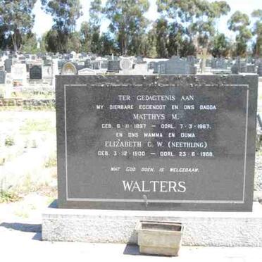 WALTERS Matthys M. 1897-1967 &amp; Elizabeth C.W. NEETHLING 1900-1988