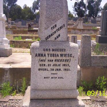 WIESE Johan Willem 1846-1922 &amp; Anna Tobia VAN NIEKERK 1853-1921