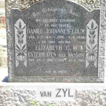 ZYL Daniel Johannes Louw, van 1871-1938 &amp; Elizabeth C.M. ESTERHUIZEN nee BASSON 1881-1961