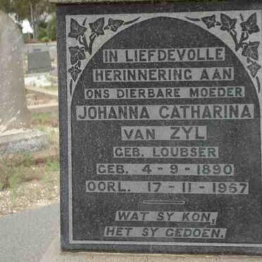 ZYL Johanna Catharina, van nee LOUBSER 1890-1967
