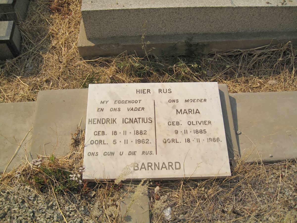 BARNARD Hendrik Ignatius 1882-1962 &amp; Maria OLIVIER 1885-1966