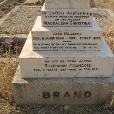 BRAND Stephanus Francois 1883-1951 &amp; Magdalena Christina VILJOEN 1889-1939 
