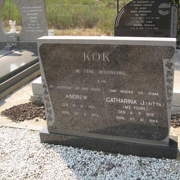 KOK  Andrew 1891-1976 &amp; Catharina J. FOURIE 1902-1984