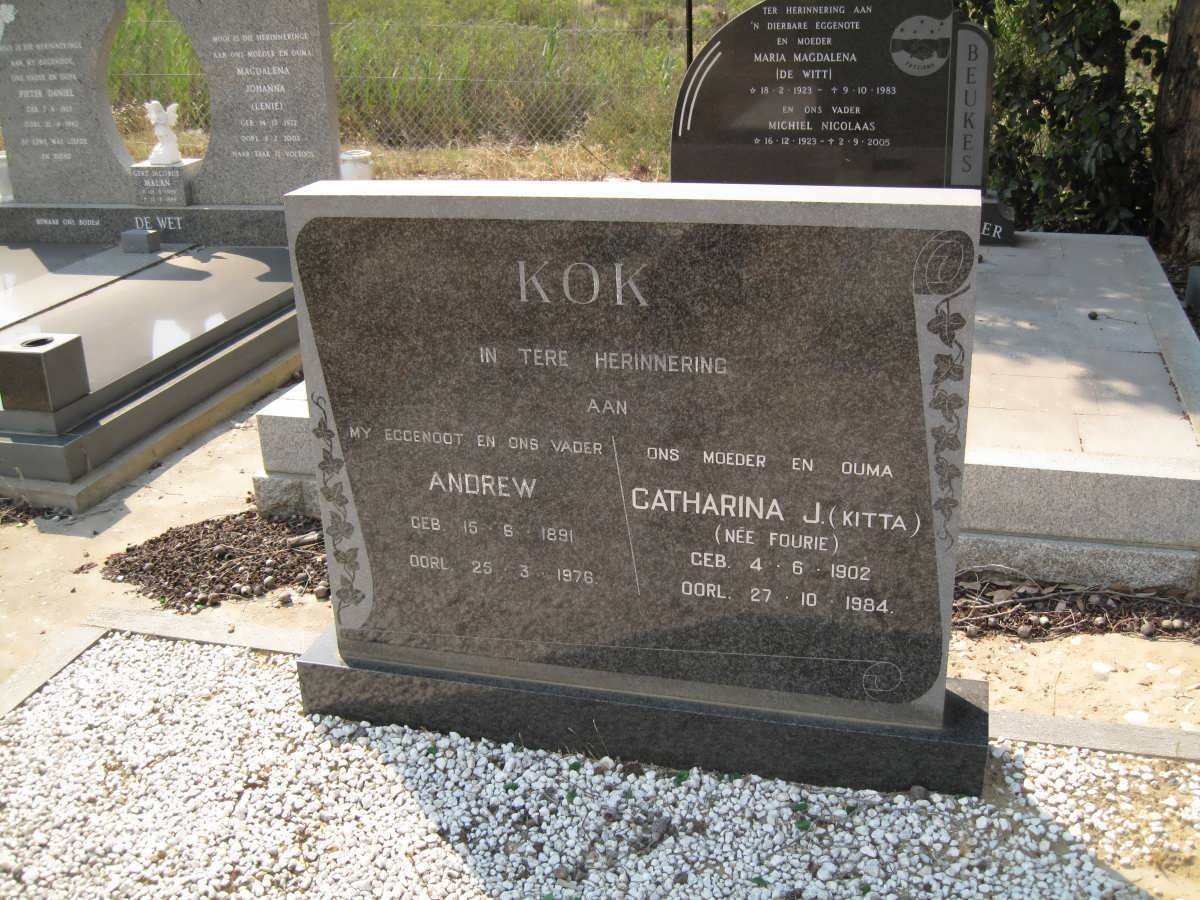 KOK  Andrew 1891-1976 &amp; Catharina J. FOURIE 1902-1984