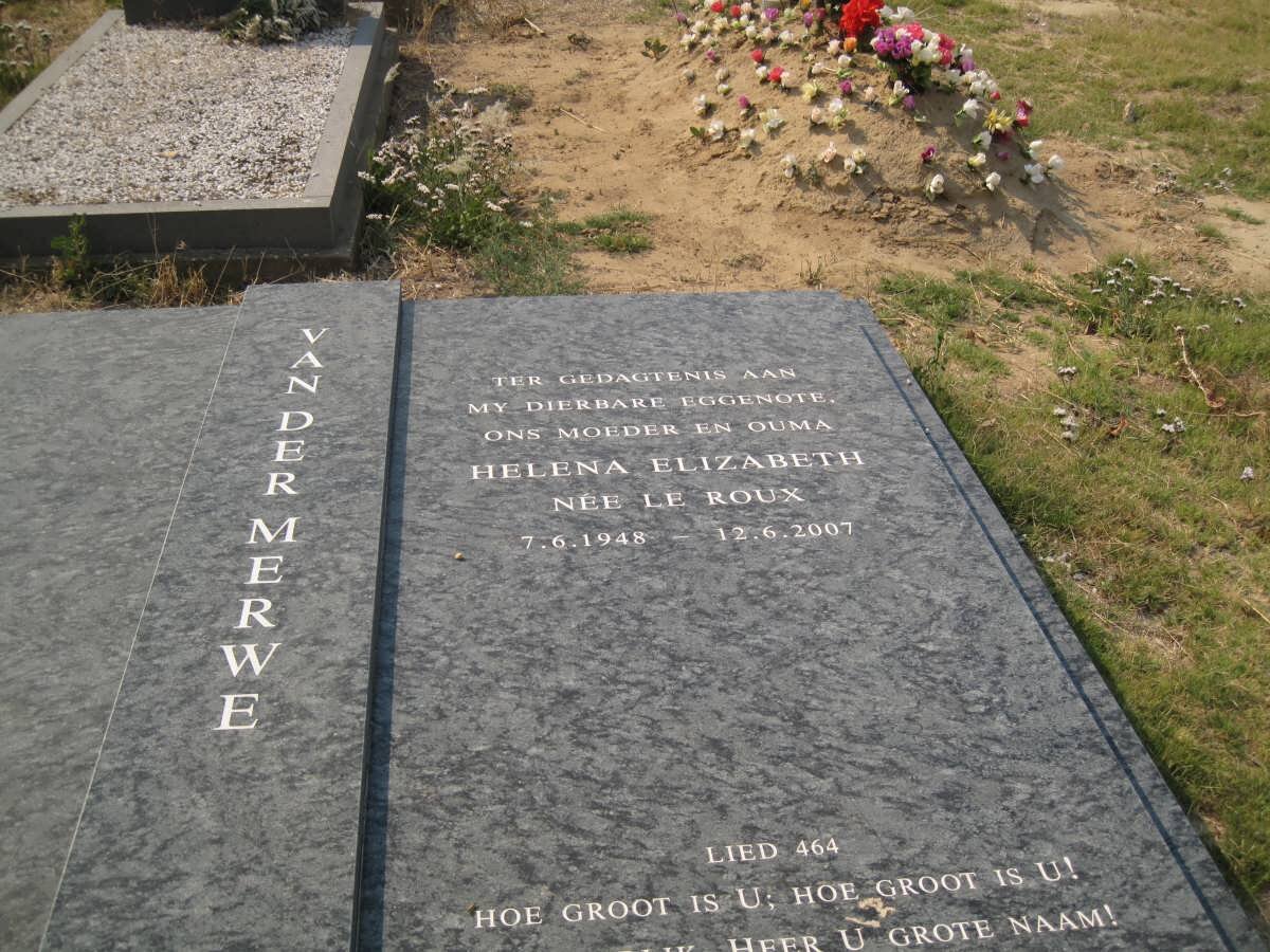 MERWE Helena Elizabeth, van der nee LE ROUX 1948-2007