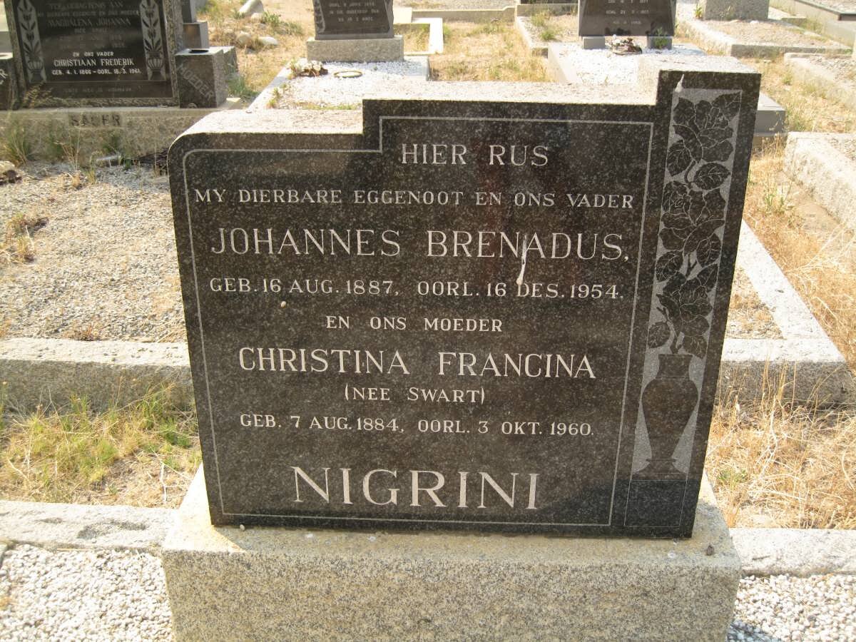 NIGRINI Johannes Bernardus 1887-1954 &amp; Christina Francina SWART 1884-1960