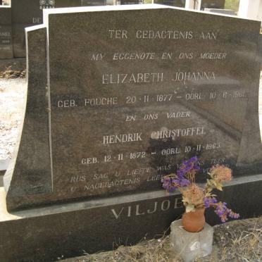 VILJOEN Hendrik Christoffel 1872-1963 &amp; Elizabeth Johanna FOUCHE 1877-1961