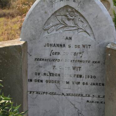 WIT Johanna S., de nee DU TOIT -1920