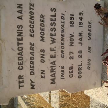 WESSELS Maria E.F. nee GROENEWALD 1891-1949