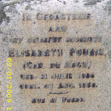 FOURIE Elizabeth nee DE KOCK 1906-1930
