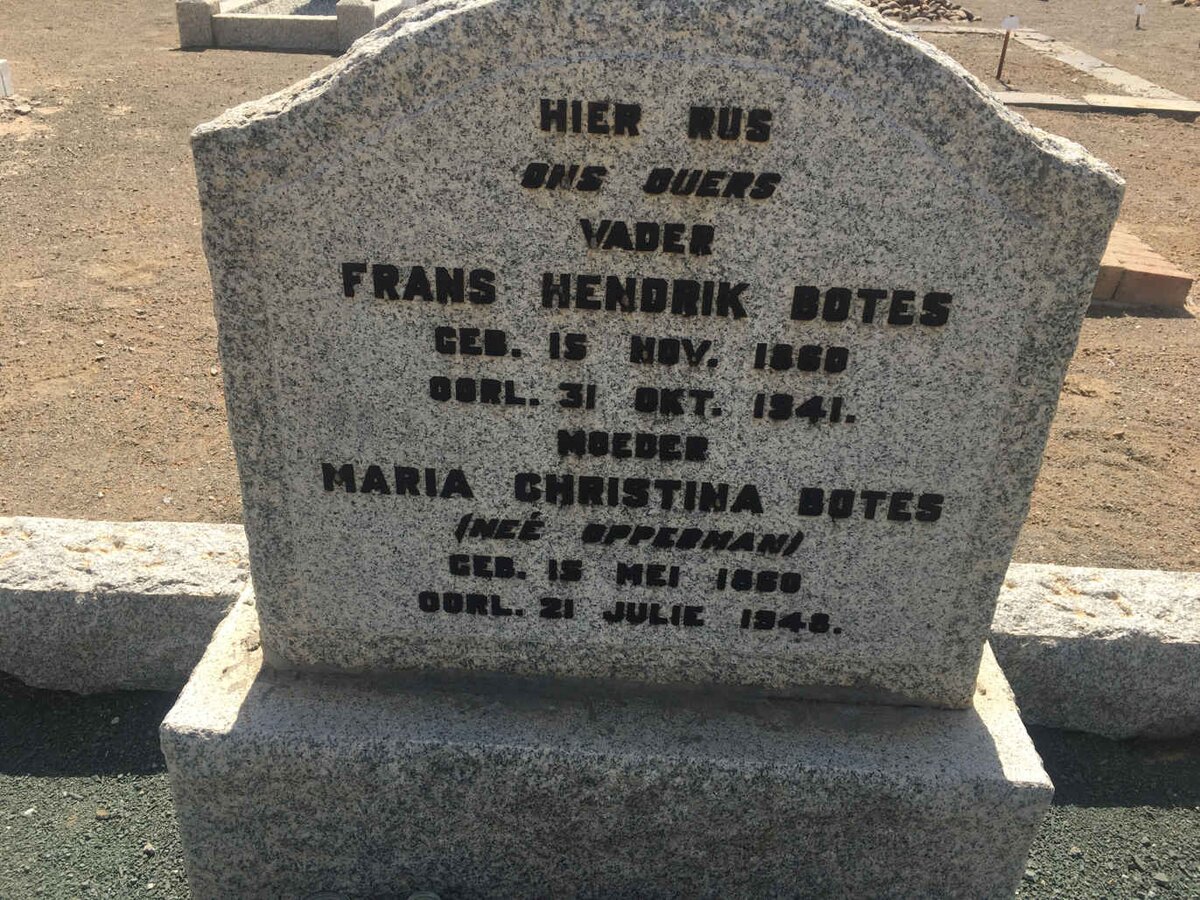 BOTES Frans Hendrik 1860-1941 &amp; Maria Christina OPPERMAN 1860-1948