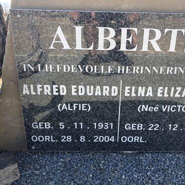 ALBERTS Alfred Eduard 1931-2004 &amp; Elna Elizabeth VICTOR 1942-
