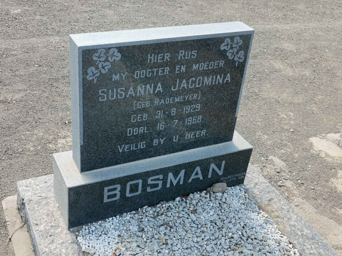 BOSMAN Susanna Jacomina nee RADEMEYER 1929-1968