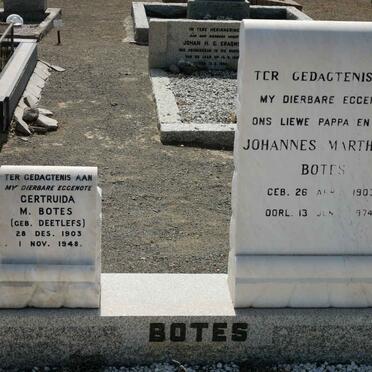 BOTES Johannes Marthinus 1903-1974 &amp; Gertruida M. DEETLEFS 1903-1948