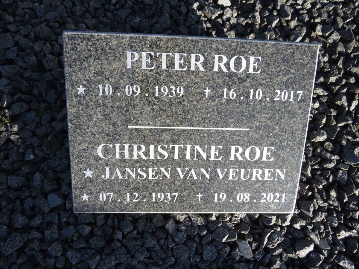 ROE Peter 1939-2017 & Christine JANSEN VAN VEUREN 1937-2021