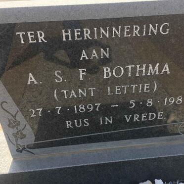 BOTHMA A.S.F. 1897-1989