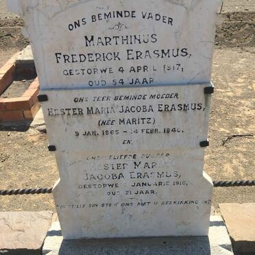 ERASMUS Marthinus Frederick -1917 &amp; Hester Maria Jacoba MARITZ 1865-1940 :: ERASMUS Hester Maria Jacoba -1916