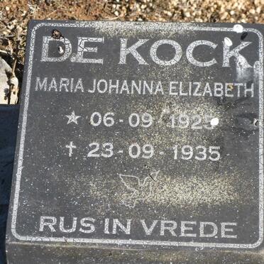 KOCK Maria Johanna Elizabeth, de 1925-1935
