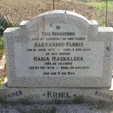 KRIEL Alexander Floris 1873-1948 &amp; Maria Magdalena DE VILLIERS 1878-1952