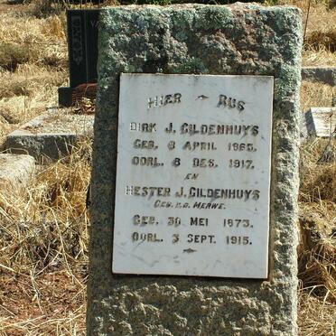 GILDENHUYS Dirk J. 1865-1917 &amp; Hester J. V.D. MERWE 1873-1915