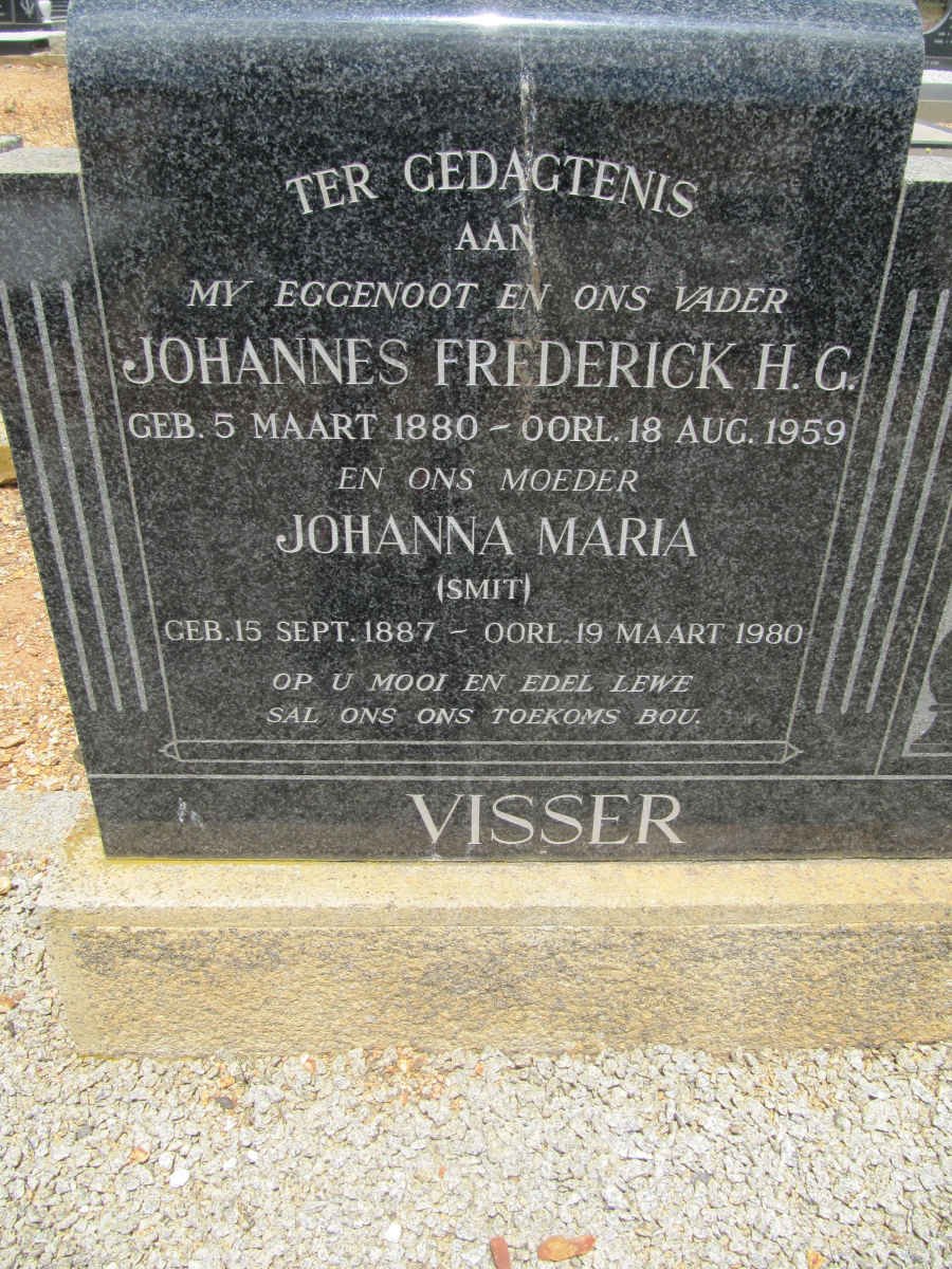 VISSER Johannes Frederick H.G. 1880-1959 &amp; Johanna Maria SMIT 1887-1980