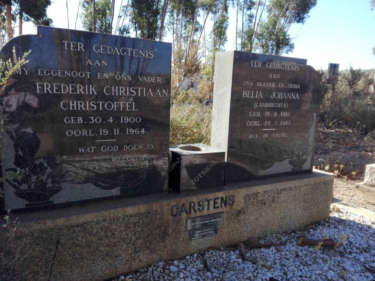 CARSTENS Frederik Christiaan Christoffel 1900-1964 & Belia Johannes LAMBRECHTS 1910-1983