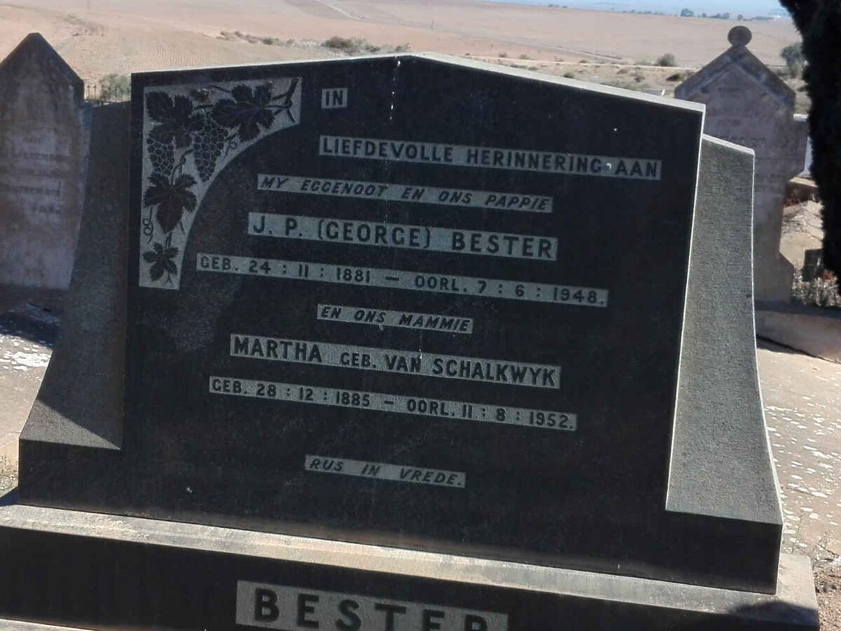BESTER J.P. 1881-1948 & Martha VAN SCHALKWYK 1885-1952
