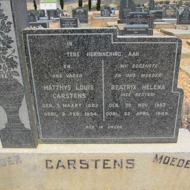 CARSTENS Matthys Louis 1882-1954 &amp; Beatrix Helena BESTER 1883-1949