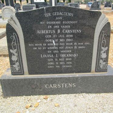 CARSTENS Albertus B. 1898-1960 &amp; Louisa I. HICKMAN 1899-1978