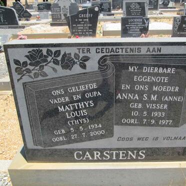 CARSTENS Matthys Louis 1934-2000 &amp; Anna S.M. VISSER 1933-1977