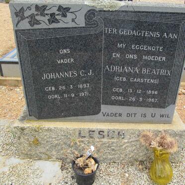 LESCH Johannes C.J. 1893-1971 &amp; Adriana Beatrix CARSTENS 1896-1967