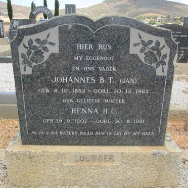 LOUBSER Johannes B.T. 1892-1965 &amp; Henna H.C. 1907-1991