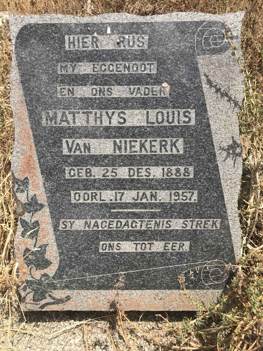 NIEKERK Matthys Louis, van 1888-1957