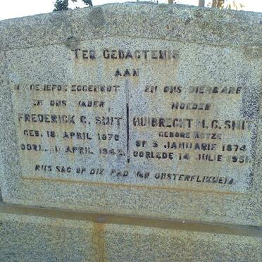 SMIT Frederick C. 1878-1942 &amp; Huibrecht M.C. KOTZE 1874-1951