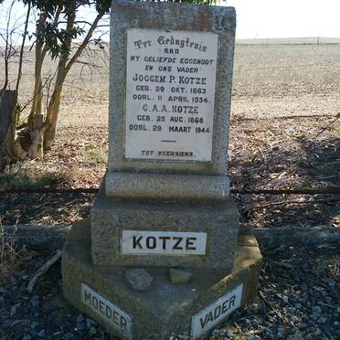 KOTZE Joggem P. 1863-1934 &amp; C.A.A. KOTZE 1868-1944