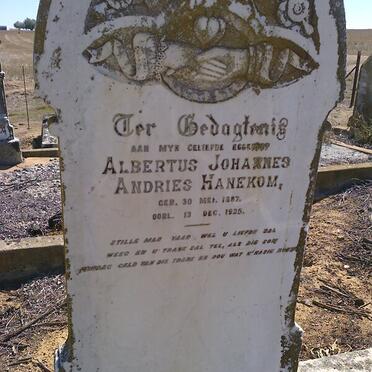 HANEKOM Albertus Johannes Andries 1887-1925