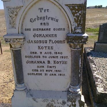 KOTZE Johannes Jacobus Floors 1840-1937 &amp; Johanna B. SMIT 1841-1915