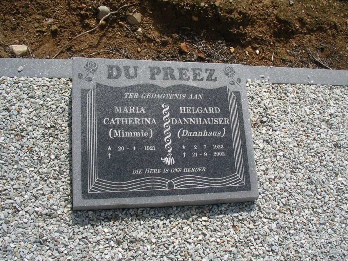 PREEZ Helgard Dannhauser, du 1923-2002 &amp; Maria Catherina 1921-