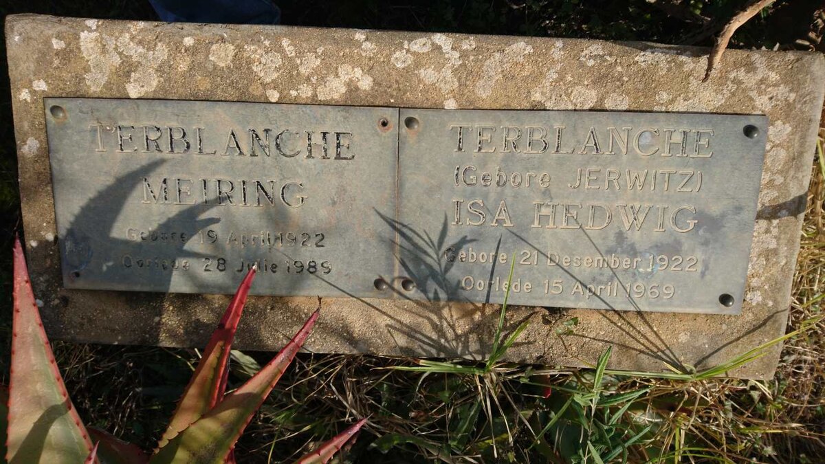 TERBLANCHE Meiring 1922-1989 &amp; Isa Hedwig JERWITZ 1922-1969