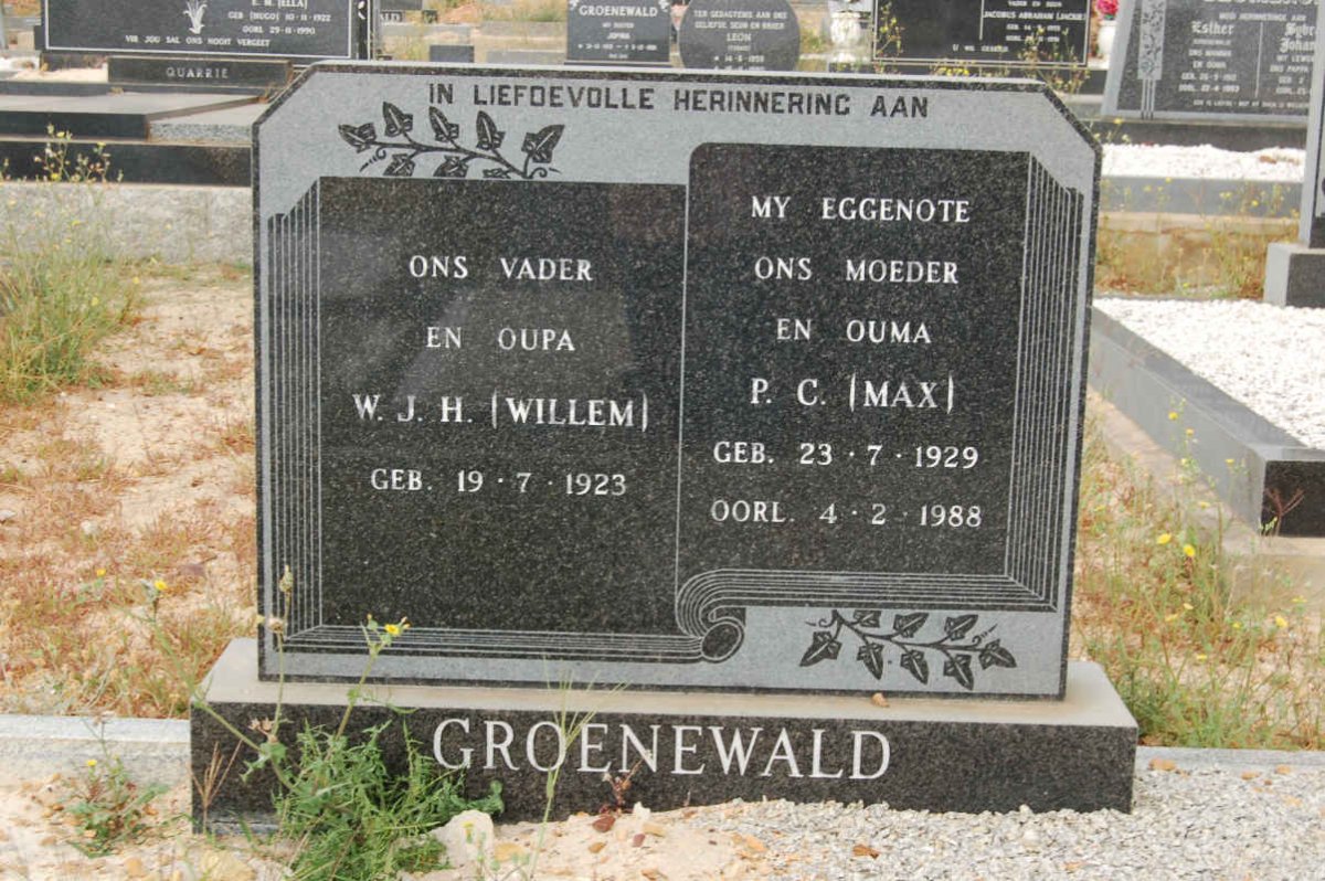 GROENEWALD W.J.H. 1923- &amp; P.C. 1929-1988