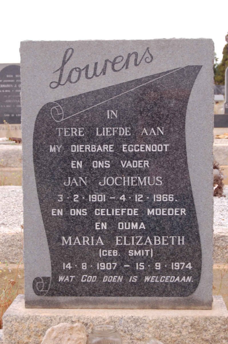 LOURENS Jan Jochemus 1901-1966 &amp; Maria Elizabeth SMIT 1907-1974