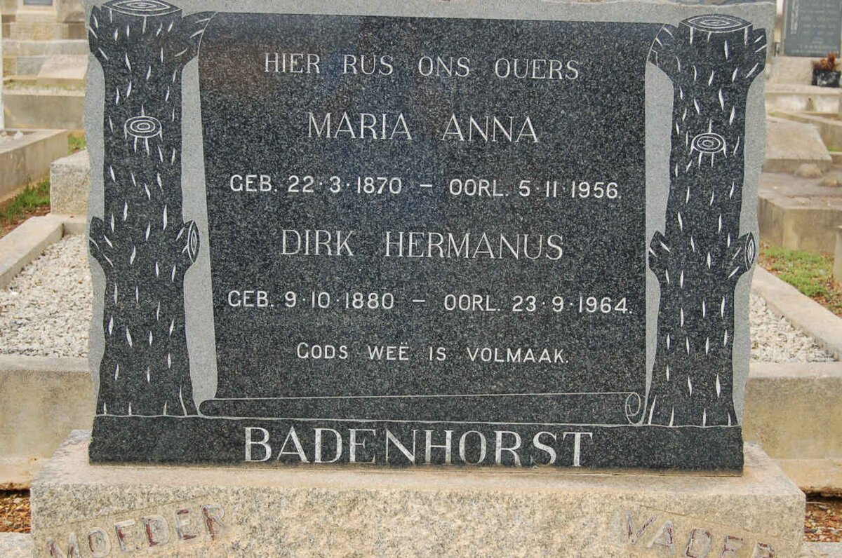 BADENHORST Dirk Hermanus 1880-1964 &amp; Maria Anna 1870-1956