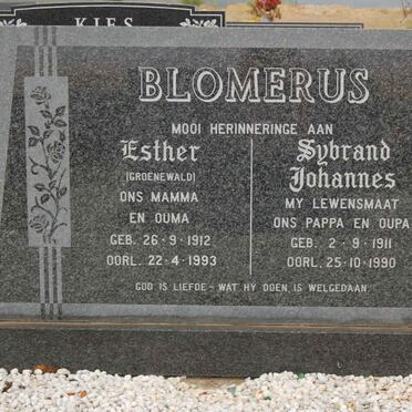 BLOMERUS Sybrand Johannes 1911-1990 &amp; Esther GROENEWALD 1912-1993