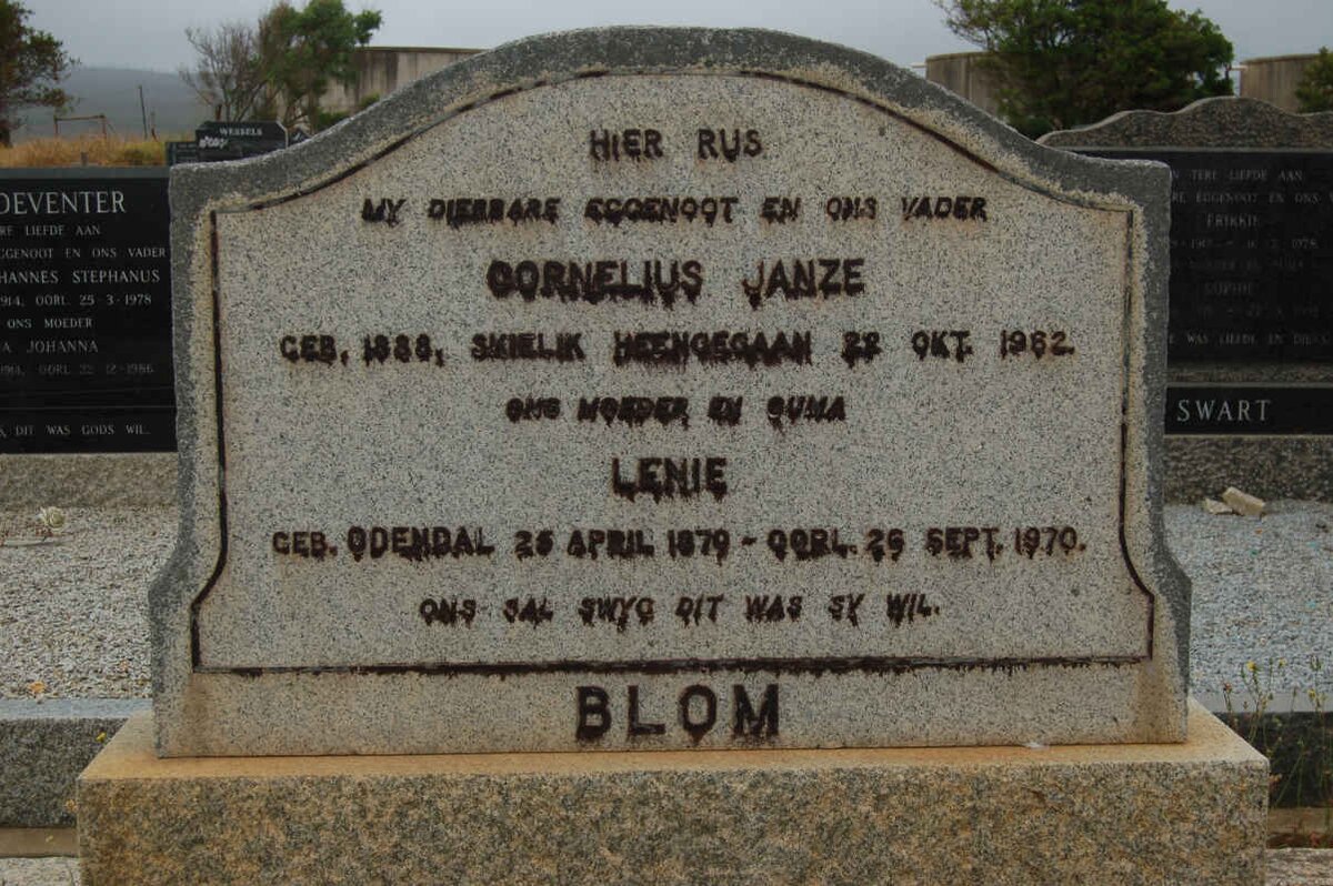 BLOM Cornelius Janze 1888-1962 &amp; Lenie ODENDAL 1879-1970
