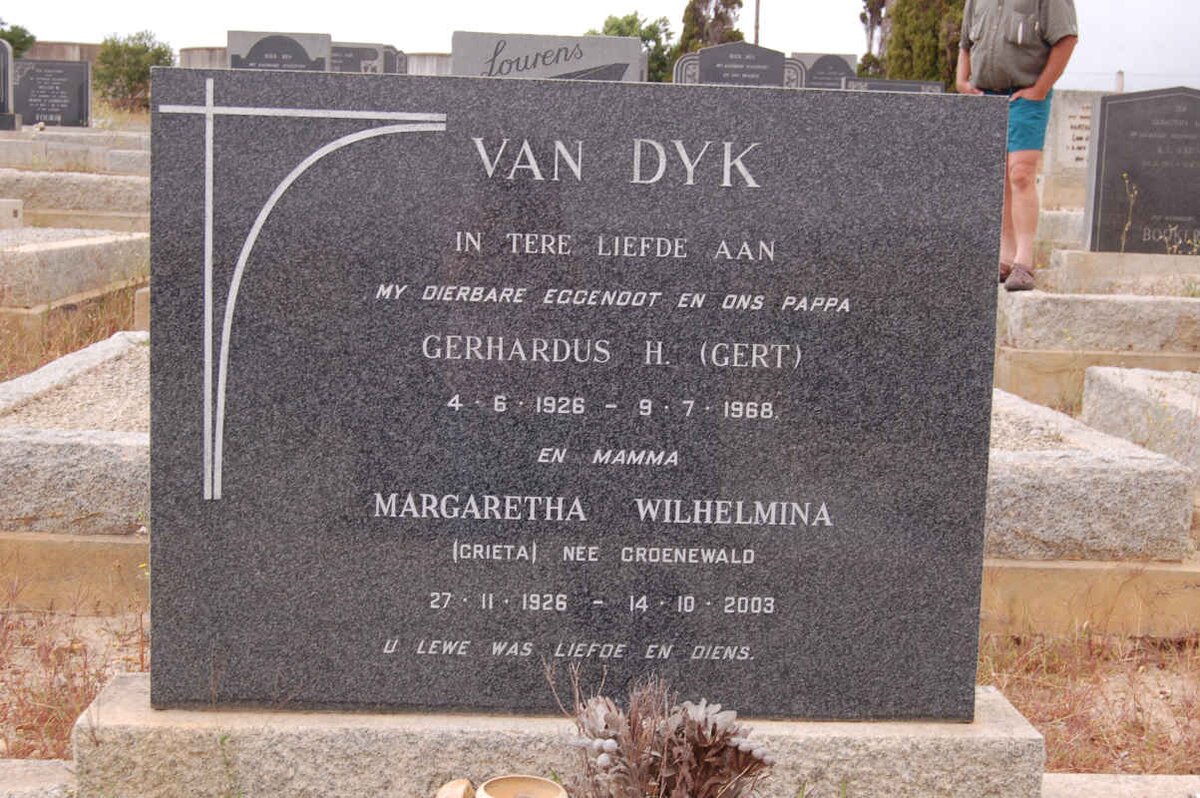 DYK Gerhardus H., van 1926-1968 &amp; Margaretha Wilhelmina GROENEWALD 1926-2003
