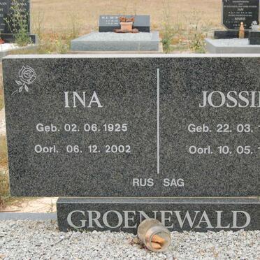 GROENEWALD Jossie 1928-1996 &amp;  Ina 1925-2002