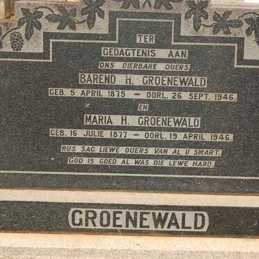 GROENEWALD Barend H. 1875-1946 &amp; Maria H. 1877-1946