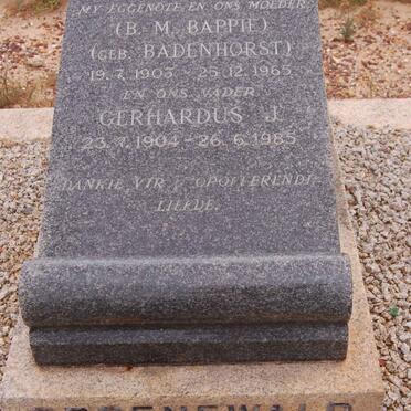 GROENEWALD Gerhardus J. 1904-1985 &amp; B.M. BADENHORST 1903-1965