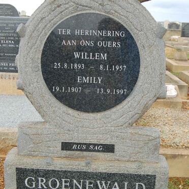 GROENEWALD Willem 1893-1957 &amp; Emily 1907-1997
